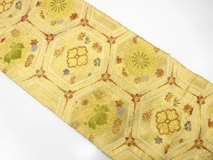 アンティーク　佐賀錦　亀甲に草花模様織り出し袋帯(材料)